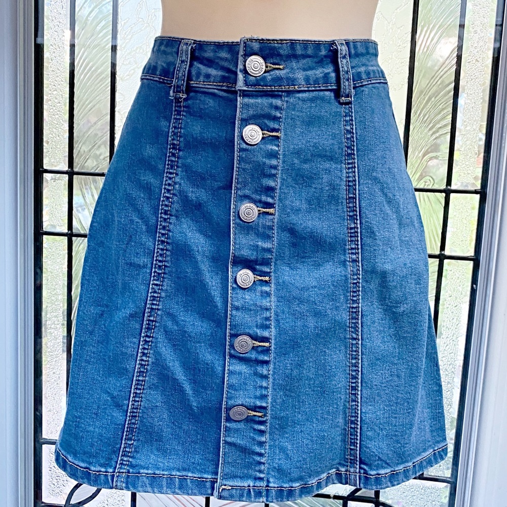 BEAR HOUSE- Mini Jean Skirt with buttons